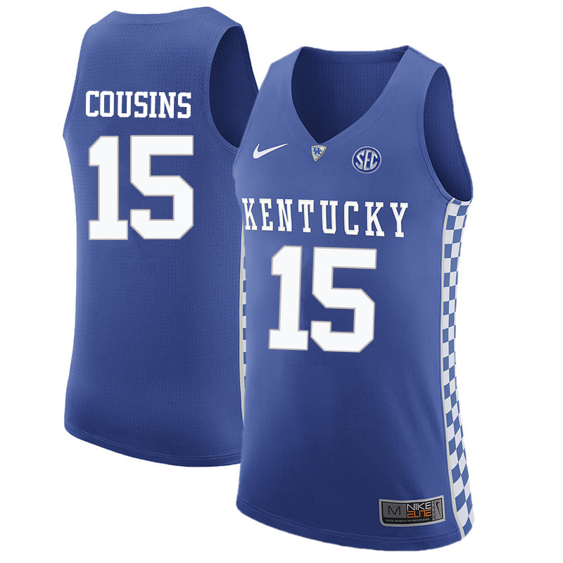 Men Kentucky Wildcats #15 DeMarcus Cousins College Basketball Jerseys-Blue